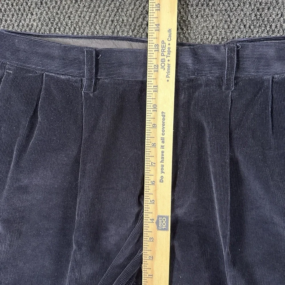 Y2K Dockers Corduroy Pants Men's 36x29 Navy Relaxed Fit Pleated Wide Wale Cuffed